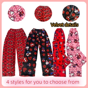 Hello Kitty Herren- und Damen-Baumwoll-Samt, losen Pyjama zum ungezwungenen Cartoon, lange Hosen, Spider-Man 8 Hauptverkauf Pyjama Spiderman Man - №1