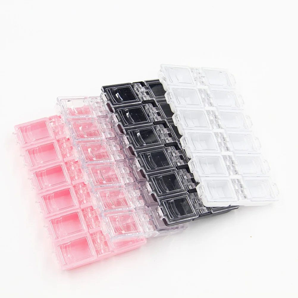 

4 шт., 12 отделений, прозрачная коробка для хранения ювелирных изделий, пластиковый органайзер, чехол для дизайна ногтей, бусины, блестящая пудра, прозрачная