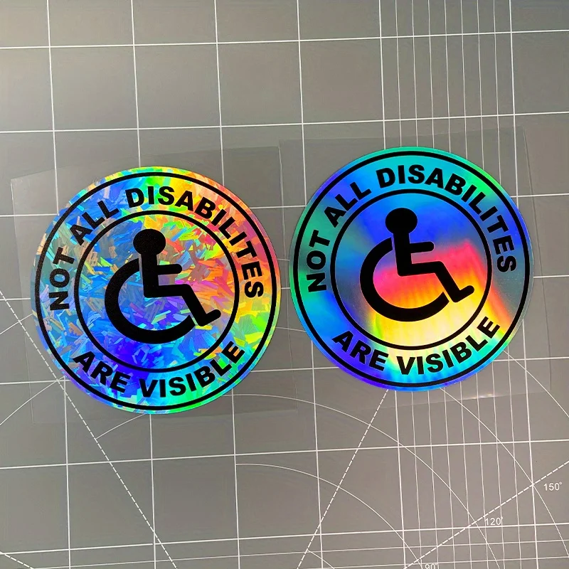 

1Pc "Not All Disabilities Are Visible" Holographic Sticker, Waterproof Vinyl Decal for Car Window, Body & Luggage