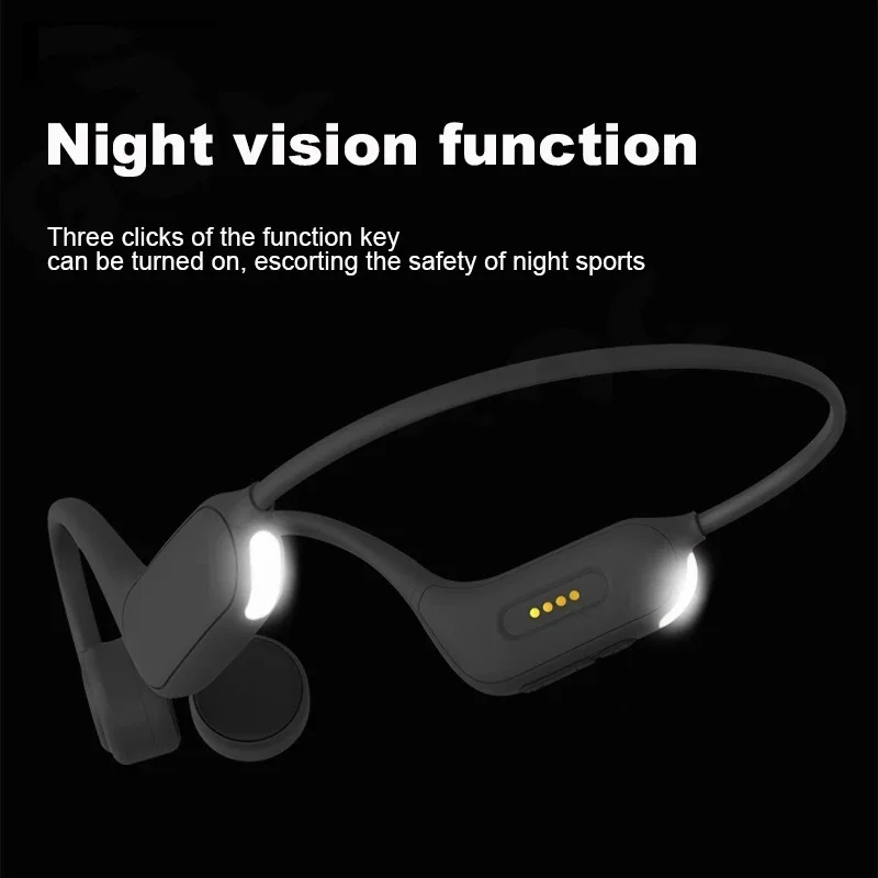 IPX8 Swimming Headphones P8S Bone Conduction Earphone Bluetooth IP68 Pool Wireless Headset MP3 32G Earbuds Waterproof With light