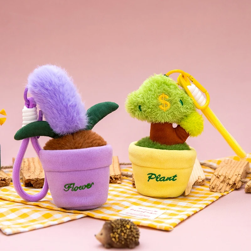 12 cm schattige potplant knuffels hanger gevuld plant geld, geluk bamboe, tulp, cactus mini bloem plant sleutelhanger tas charme