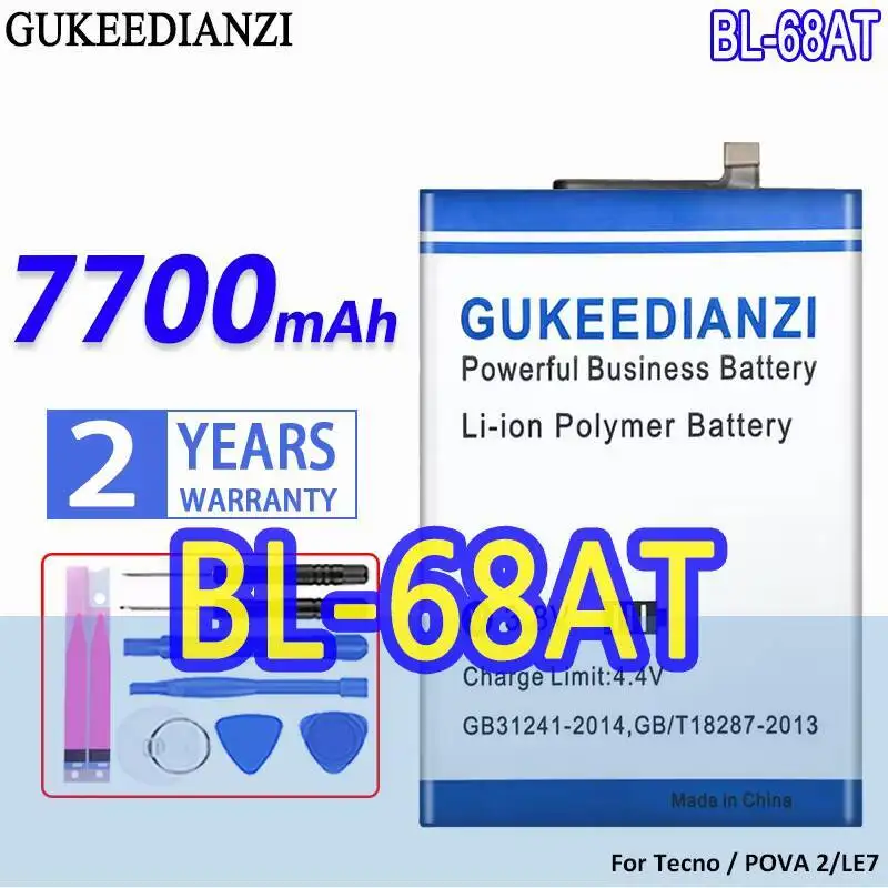 

Для Tecno Pova 2 LE7 долговечный аккумулятор для мобильного телефона BL-68AT легкий вес 7700 мАч