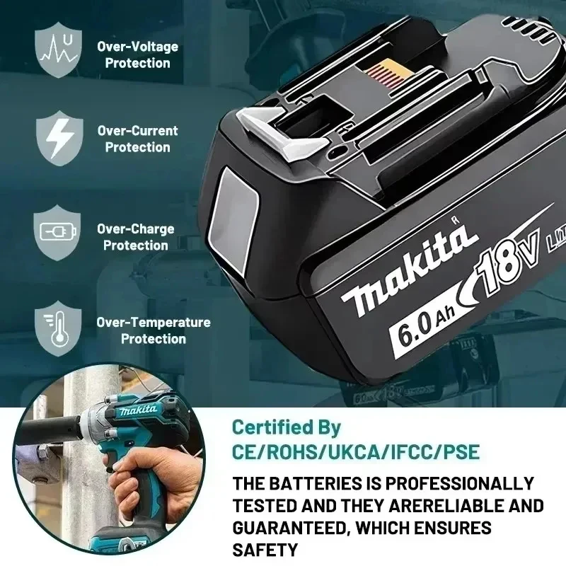 Limited Stock: 18V 6.0Ah Replacement Battery for Makita BL1830B LXT Tools
