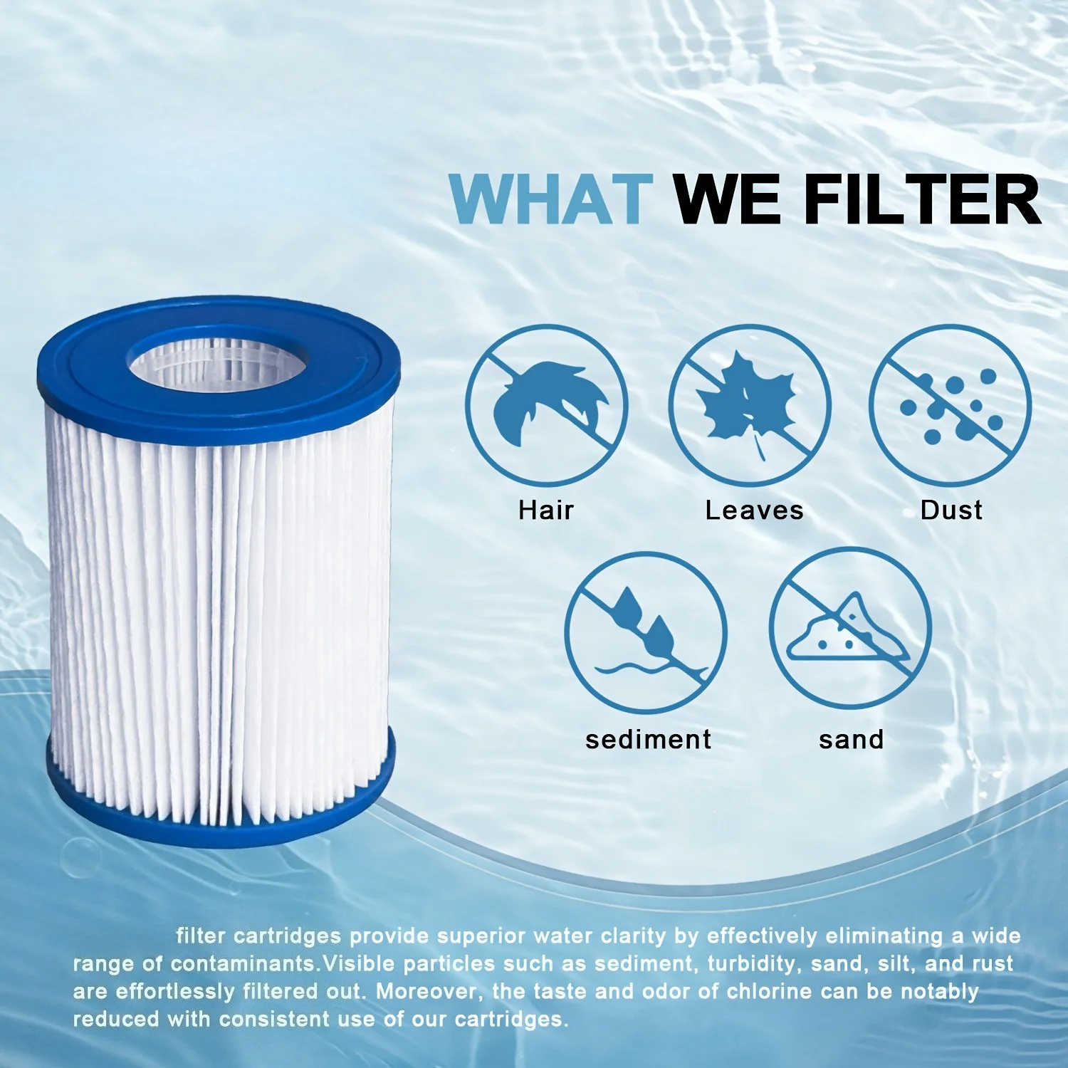 Replacement cartridges for Bestway Type II pool filters, compatible with OEM 58094, 58383, and 58386, suitable for 530/800 GPH s