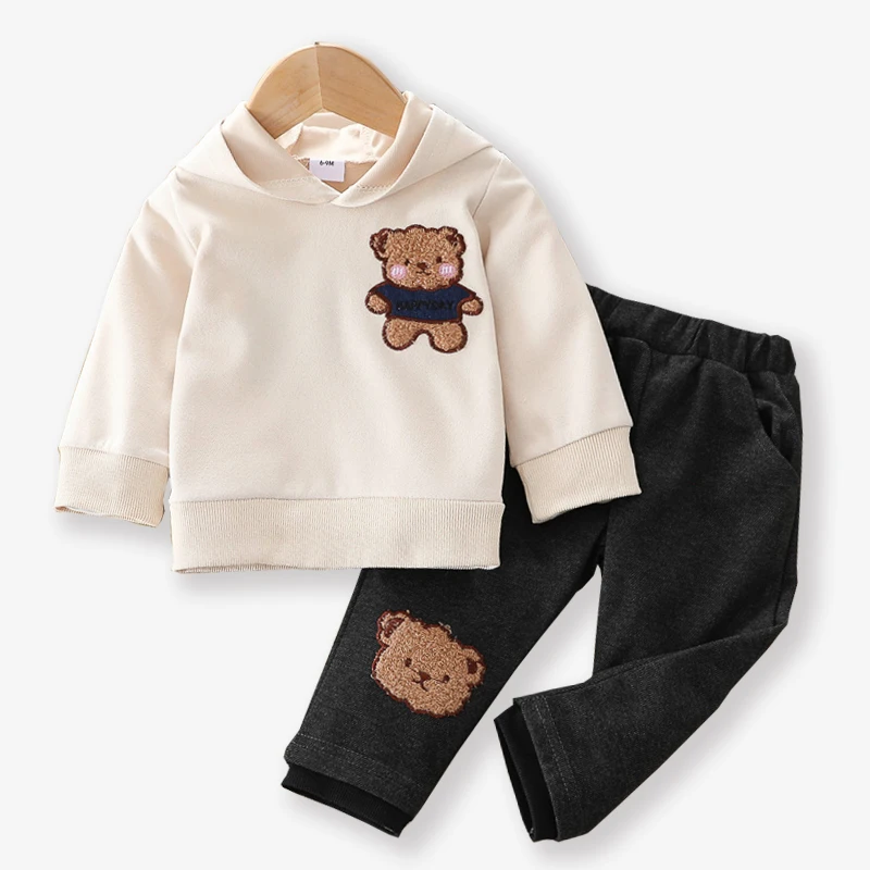 

PatPat 2pcs Baby Cartoon Bear Pattern Long-sleeve Hoodie and Trousers Set