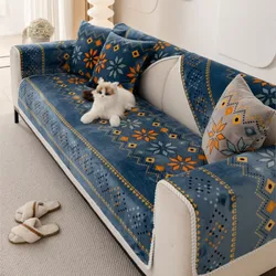 쇼파커버 Nordic Flannel Sofa Covers for Living Room Anti-Slip Dustproof Sofa Covers Universal Bohemian Sofas Funda Sofa Cushion
