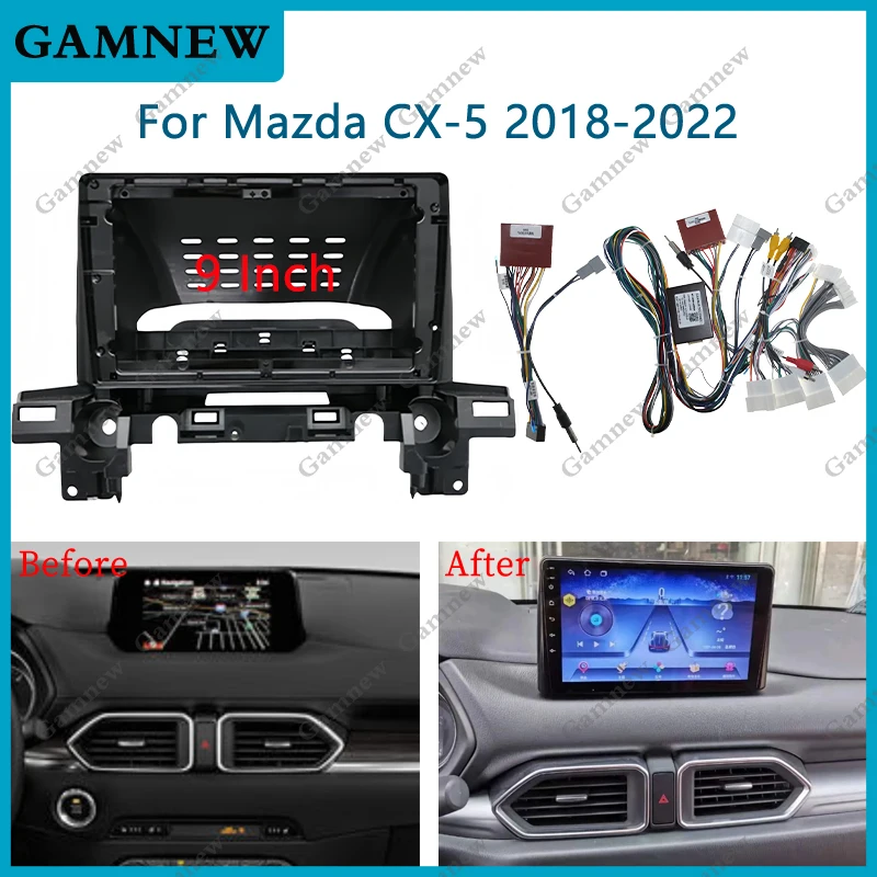 

9 Inch Car Frame Fascia Adapter Canbus Box Decoder Android Radio Dash Fitting Panel Kit For Mazda CX-5 CX5 2018-2022