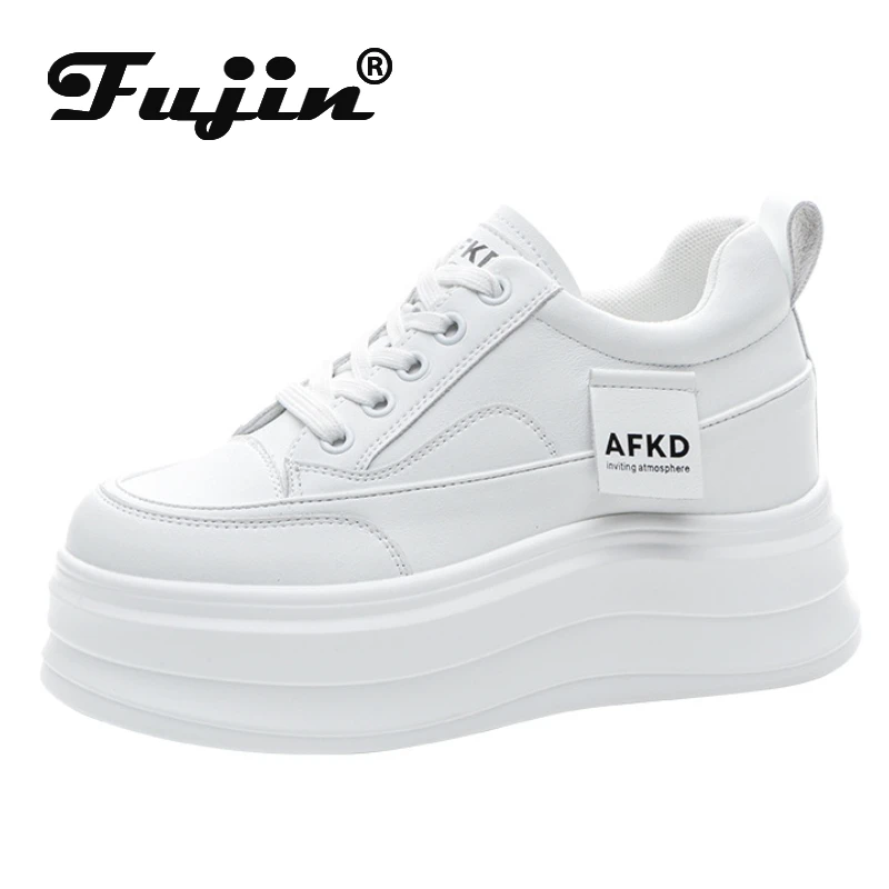 

Fujin 8 см 10 см синтетическая микрофибра кожа весенне-осенние ботильоны женские туфли на танкетке на платформе массивные кроссовки обувь ботильоны