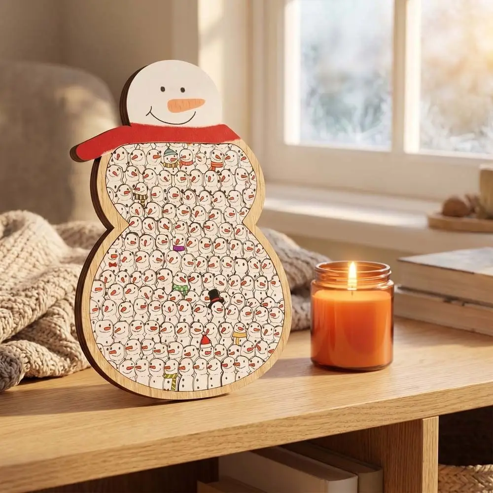 Brain Burning Cat Wooden Puzzle Snowman Animal Puzzle Raccoon-shaped Jigsaw Dog DIY Assembly Unique Irregular Puzzle For Adults