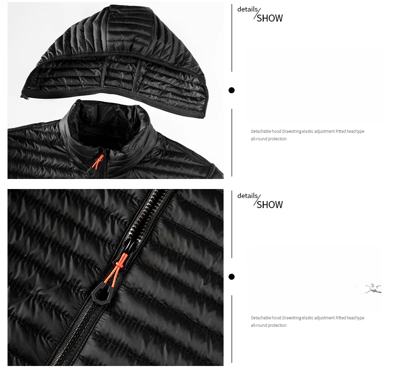 Autumn Winter New Jacket Man Outdoor Camping Coat Ultralight Hiking Jackets Stand-up Collar Casual Waistcoat Brand Clothing
