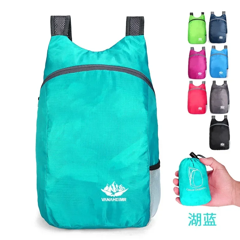 Bolsa de almacenamiento deportiva portátil y ligera, mochila plegable de gran capacidad para acampar al aire libre, viajes, cubos de embalaje