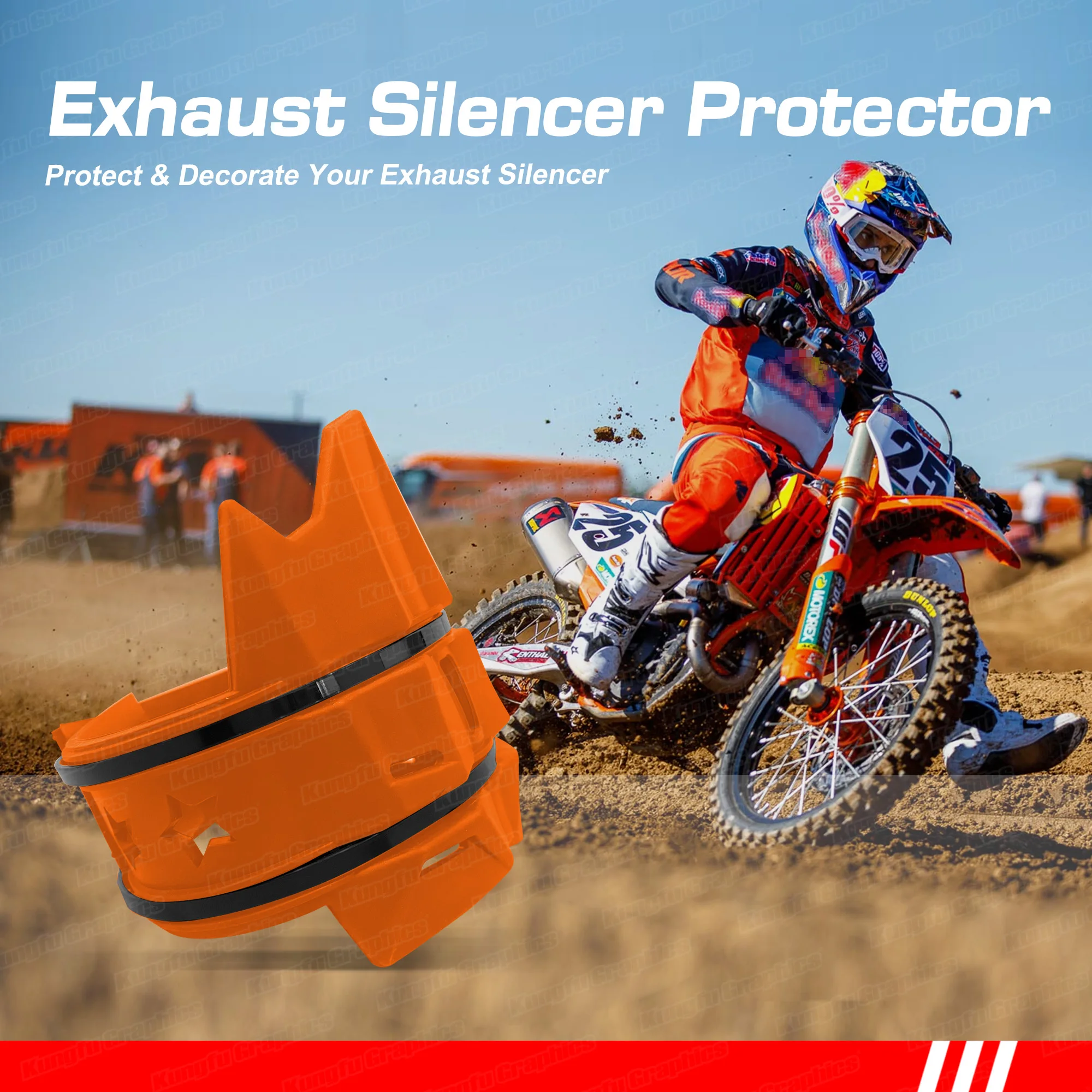 

Universal Motorcycle Motorcycle Exhaust Protector Guard Hanger Ring MX Enduro Motocross Supermoto Dirtbike, Orange
