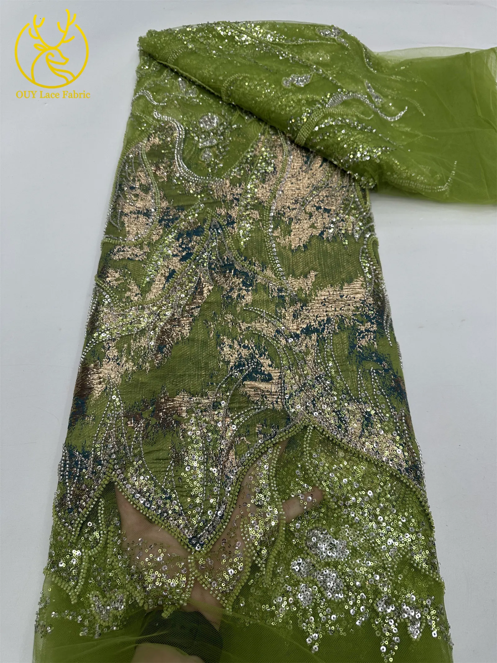Роскошная французская нигерийская вышитая бисером синяя кружевная ткань для жениха, 5 ярдов, африканская кружевная ткань с блестками для свадебных платьев