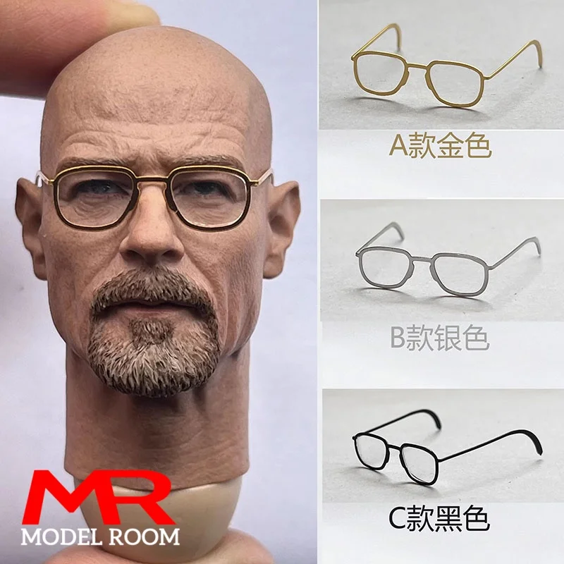 Escala 1/6, cabeza esculpida de Mr. White Bryan Cranston con gafas, modelo apto para muñecas de cuerpo de figura de acción de soldado masculino de 12 pulgadas