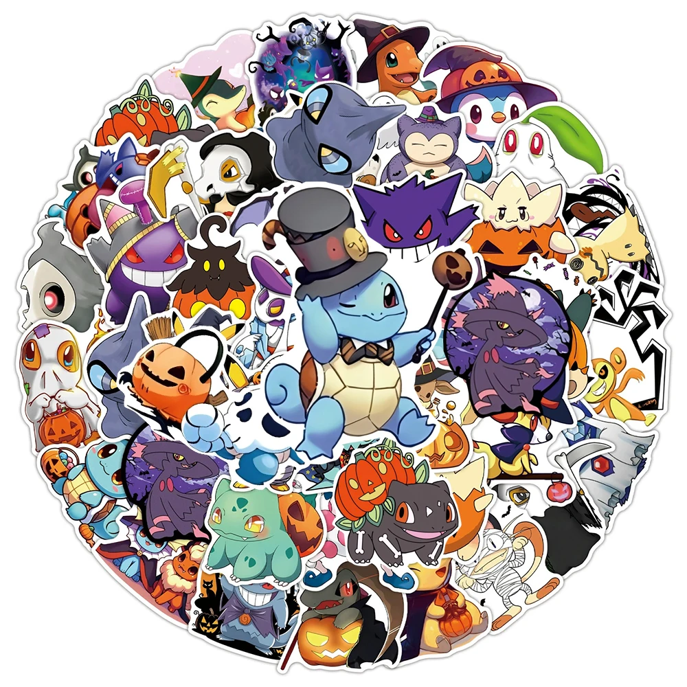 10/30/50 Stück Gothic Pokemon Cartoon Aufkleber Halloween Pikachu Charmander Anime Sticker Spielzeug Wasserdichte Graffiti Schreibwaren Laptop – Detail 5