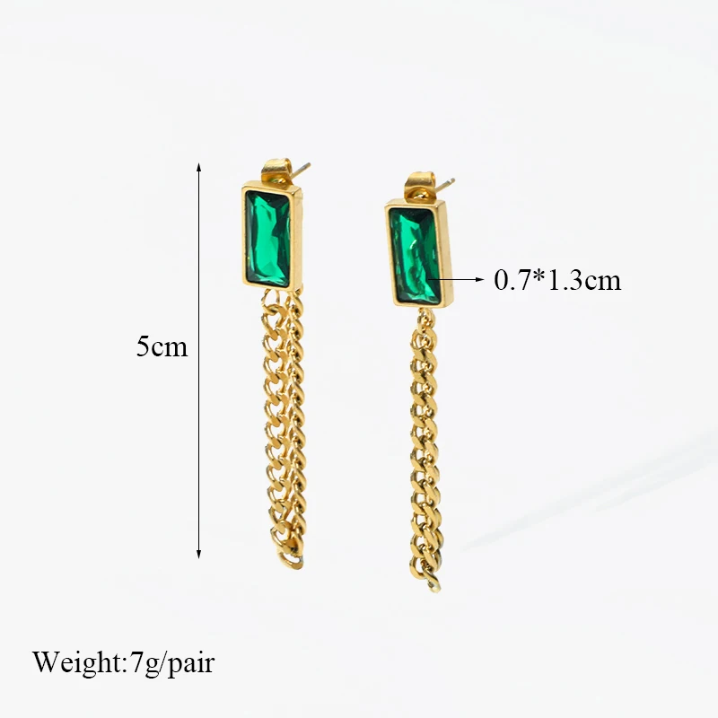 EILIECK 316L Edelstahl Grüner Kristall Halskette Armband Ohrringe für Damen Luxus Farbbeständiger Schmuck 3-teiliges Set Geschenk Party – Detail 5