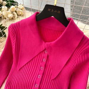 YuooMuoo-Vestido elegante de malha de manga comprida feminino, Wrap Hips, Bodycon, Chique, Outono, Inverno, 2023 6 principais vendas vestidos de pelos - №3