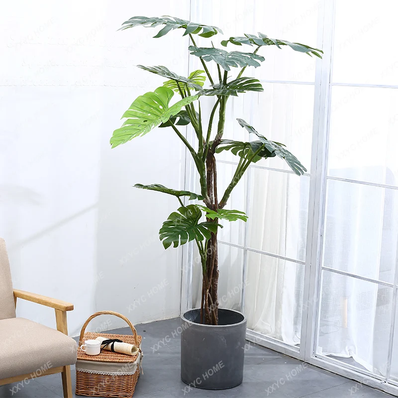 Artificial Monstera Leaf Green Plant Bonsai Decoration Set Turtle Back Indoor Living Room Large Floor Nordic Decoration