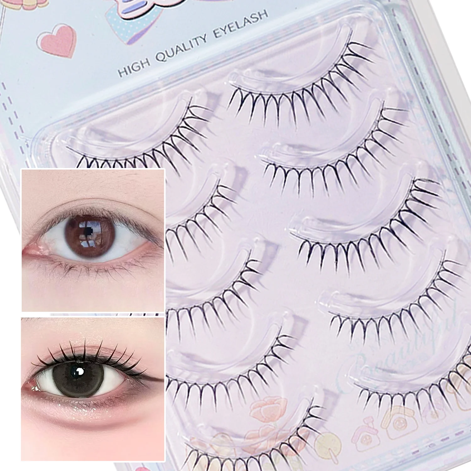 韓国 U 字型個別まつげまつげエクステンションアイドルまつげナチュラルうっすらソフトコミックアイラッシュクラスターまつげメイク