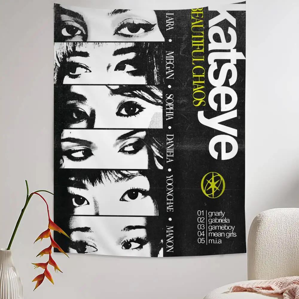 Popular Pop Group K-Katseye Printed Large Wall Tapestry Art Science Fiction Room Home Decor Decor Blanket