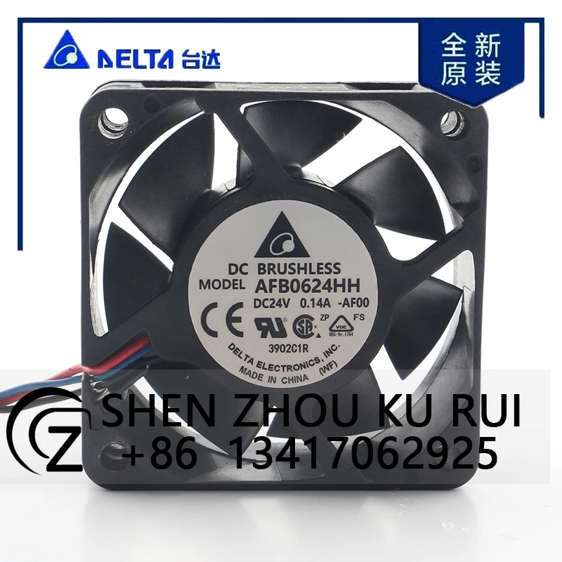 Delta 12V 48V DC 24V 0.14A AC EC 6025 60X60X25MM 6CM Three-wire Dual Ball Bearing Inverter Axial Flow AFB0624HH-AF00 Cooling Fan