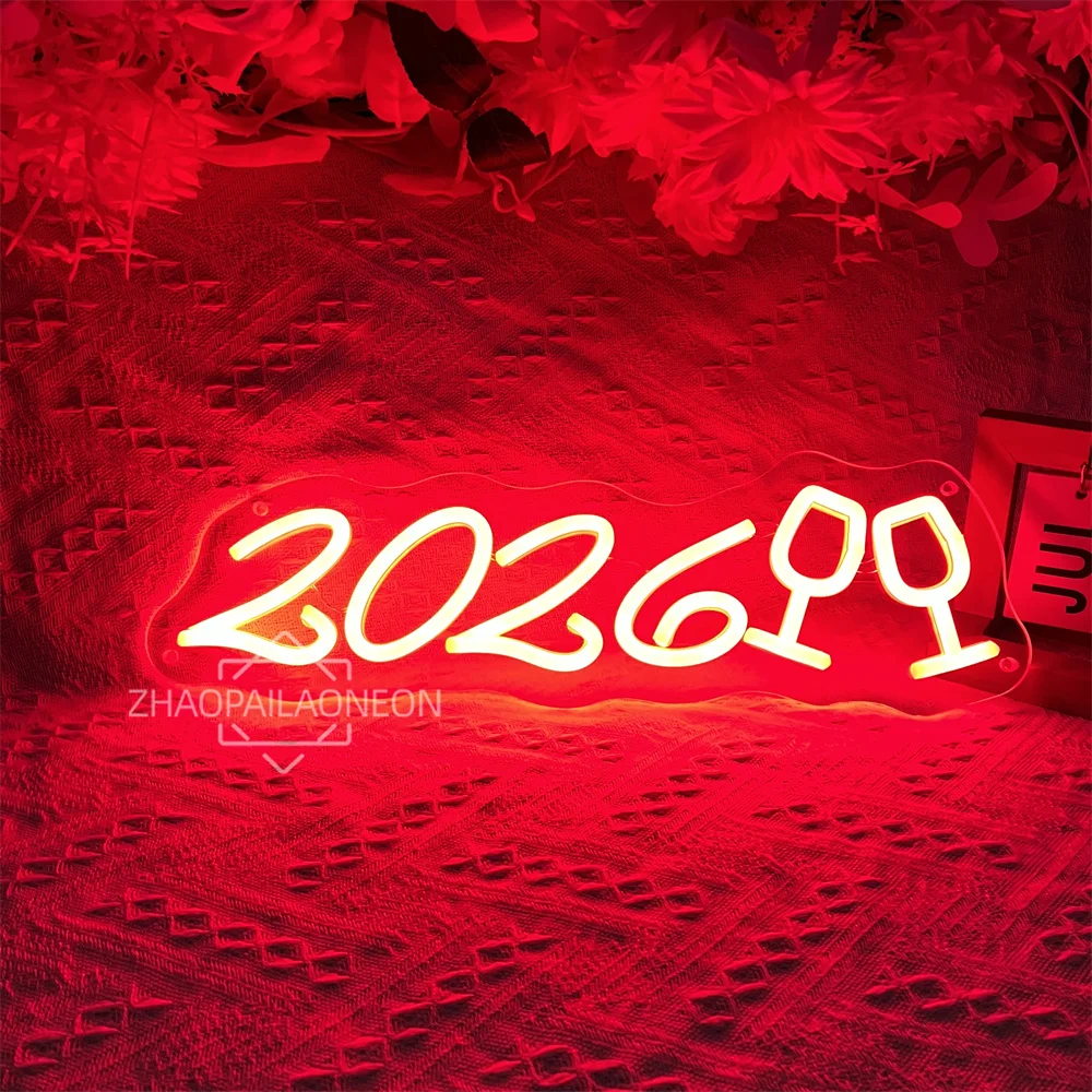 2026 Neon Sign Led Wall Room Party Decor Christmas Neon Light Happy New Year Home Wall Hanging Decoration Personalize Gifts
