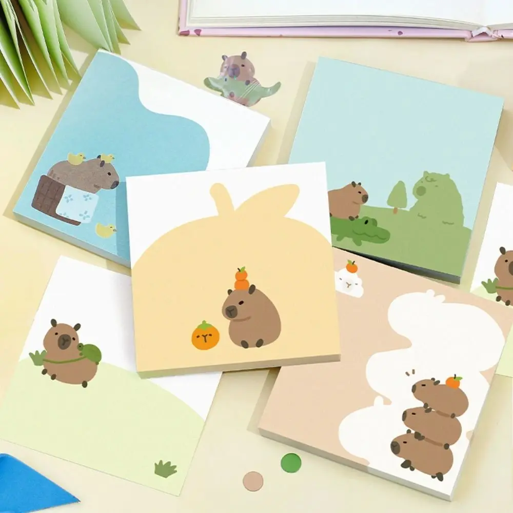 Bloc de notas de Capybara para álbum de recortes, libreta de dibujos animados Ins, papel para mensajes Kawaii, suministros escolares, 100 hojas