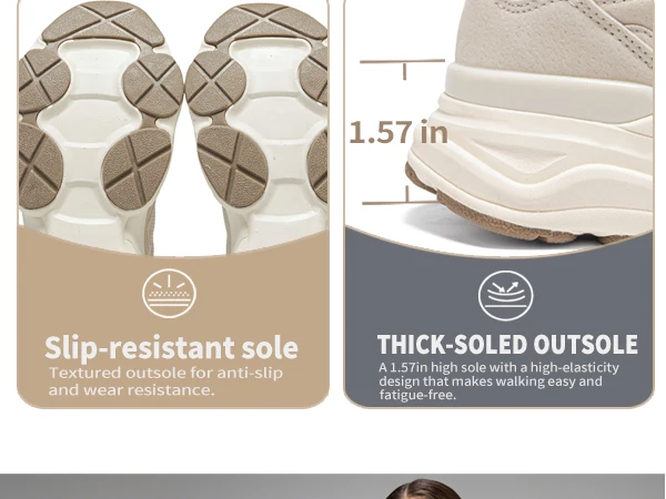 Baasploa Damen-Wanderschuhe, leichte, atmungsaktive Mesh-Sportschuhe, Marken-Komfort, weiche, höhenvergrößernde Freizeit-Sneaker für Damen – Detail 5