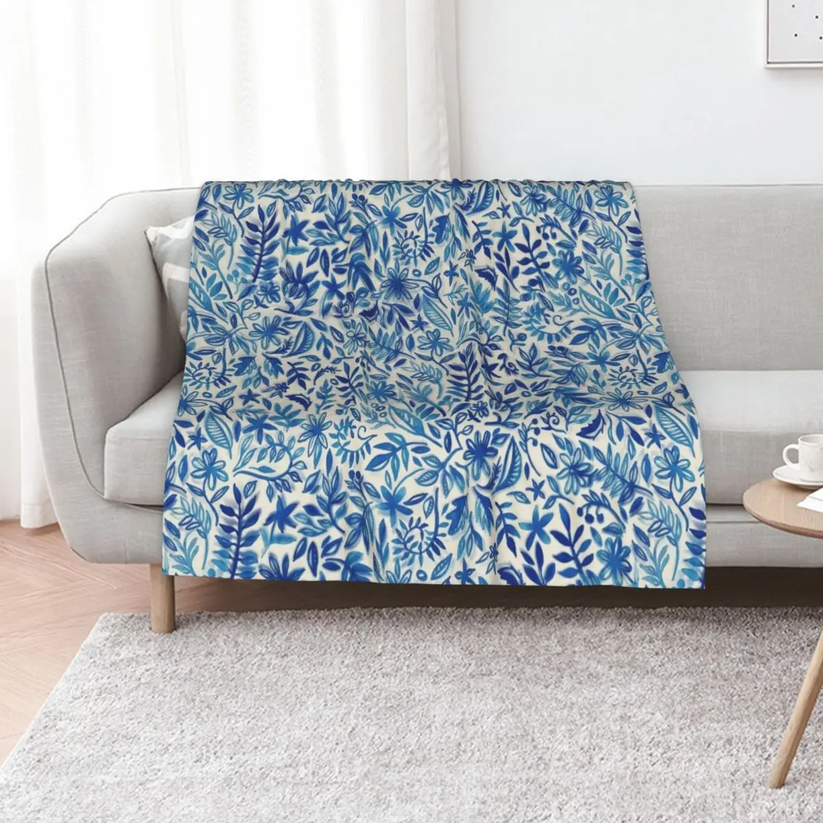 

Floating Garden - a watercolor pattern in blue Throw Blanket Heavy blankets and throws Sleeping Bag blankets ands Blankets