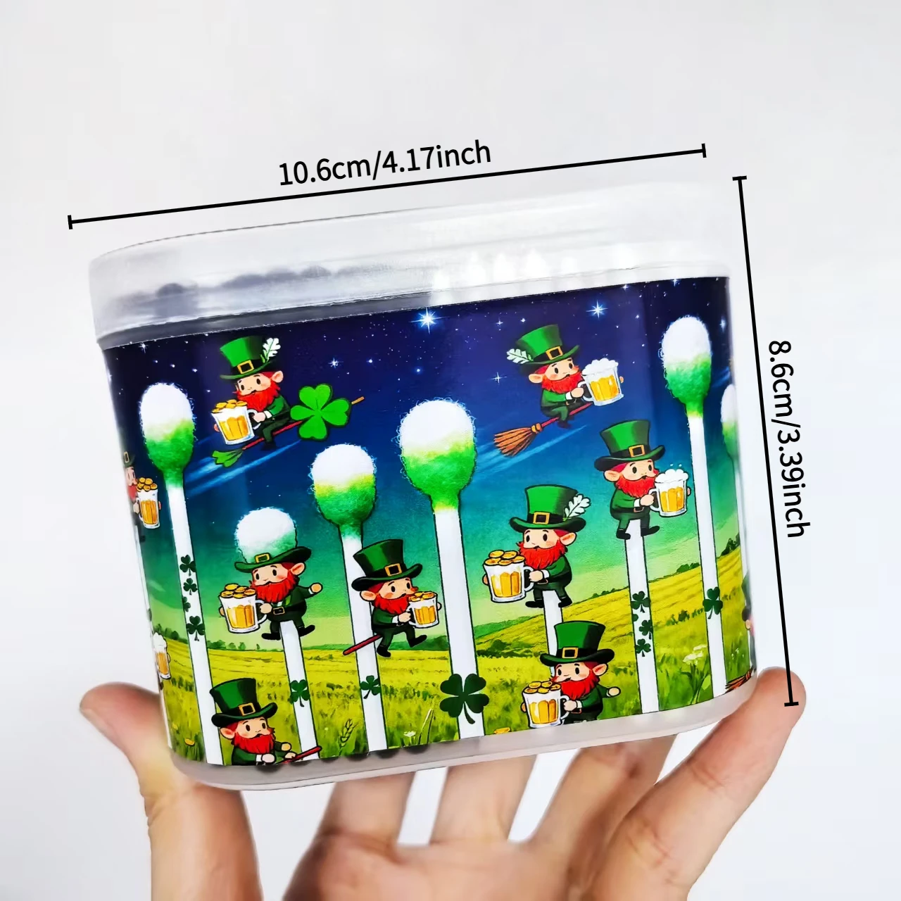 300 قطعة من مسحات القطن باللونين الأبيض والأسود لعيد القديس باتريك، أعواد قطنية برأسين للتنظيف اليومي، مسحات قطنية هدية للمهرجانات