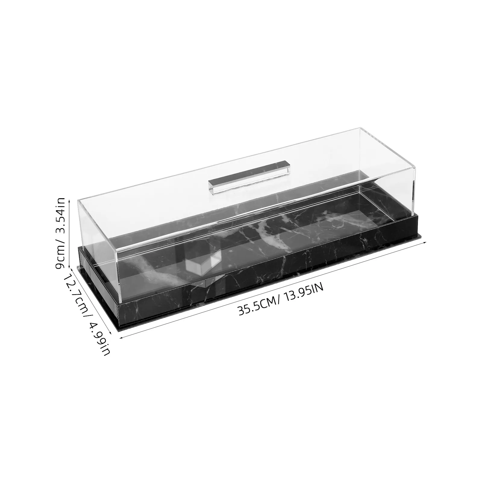 Rectangle Dessert Tray with Clear Cover Marble Style Cake Display Stand for Commercial Bakery Kitchen Party