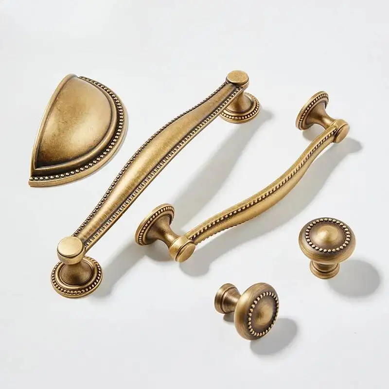 

Vintage Bronze Solid Brass Cabinet Knobs Shell Handle Cupboard Furniture Hardware Pull Kitchen Drawer Handles