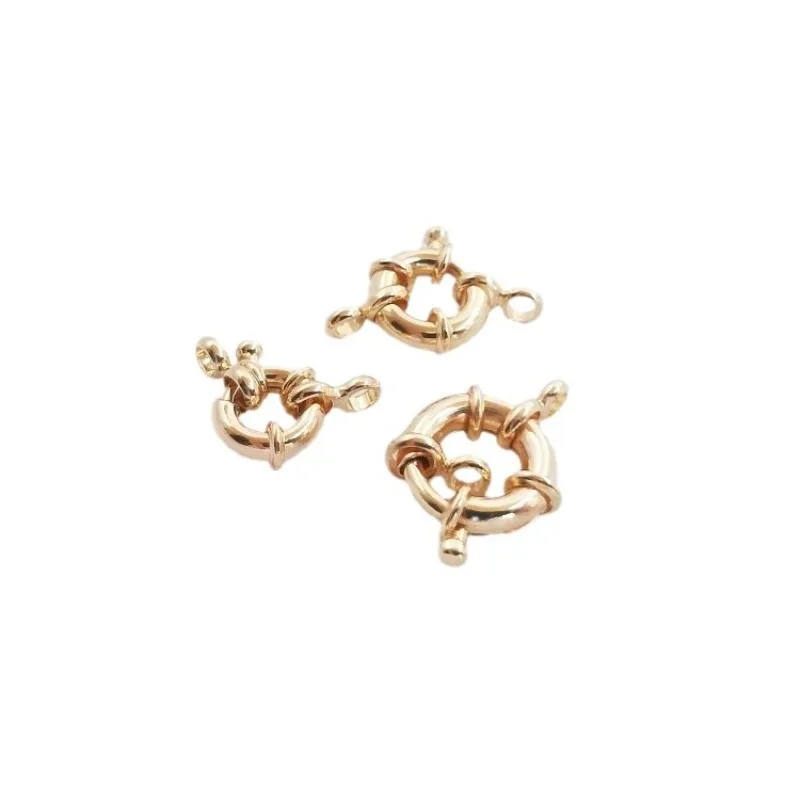 14K Gold Color Spring Buckle Directional Buckle Circle Pearl Necklace Bracelet Connecting Buckle DIY Jewelry Accessories
