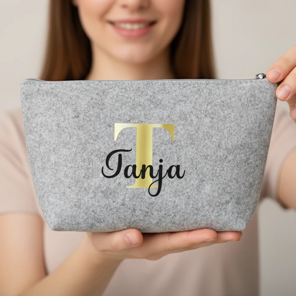 حقيبة يد مخصصة لصور نصية ذات سعة كبيرة ومتينة لمستلزمات الحيوانات الأليفة وحقيبة تنظيم وحقيبة مكياج هدية مخصصة لحدث فريق الشركة