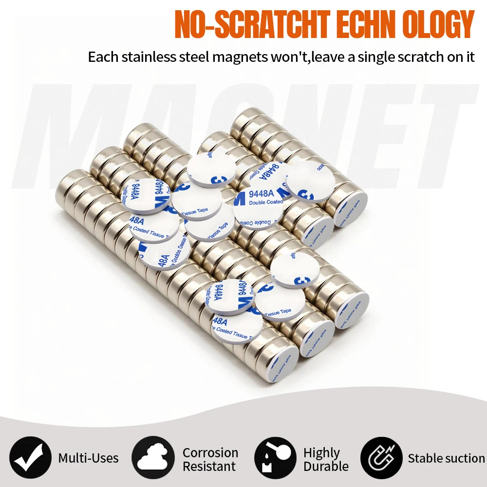 10x4mm Super Powerful Round Neodymium Magnet With double-sided adhesive Magnet N35 Strong Permanent Magnetic refrigerator imanes