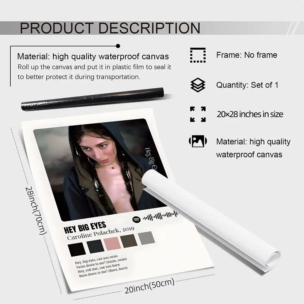 المغني C-caroline Polachek اللوحة الخط الجمالي القطن قماش جدار الفن لغرفة القهوة بار مقهى ديكورات منزلية #5