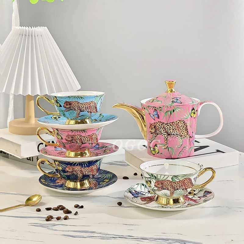 

Изысканный кофейный сервиз премиум-класса из костяного фарфора с чашкой и чайником, высокопроизводительный сервиз для послеобеденного чая, подарочная коробка