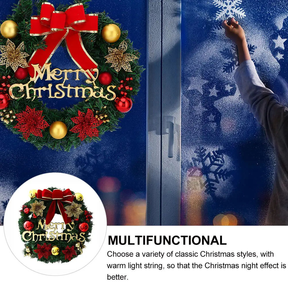 

1Set Christmas Garland Party Hanging Wreath PVC Iron Style Warm LED Light String Wall Decoration Christmas Wreath