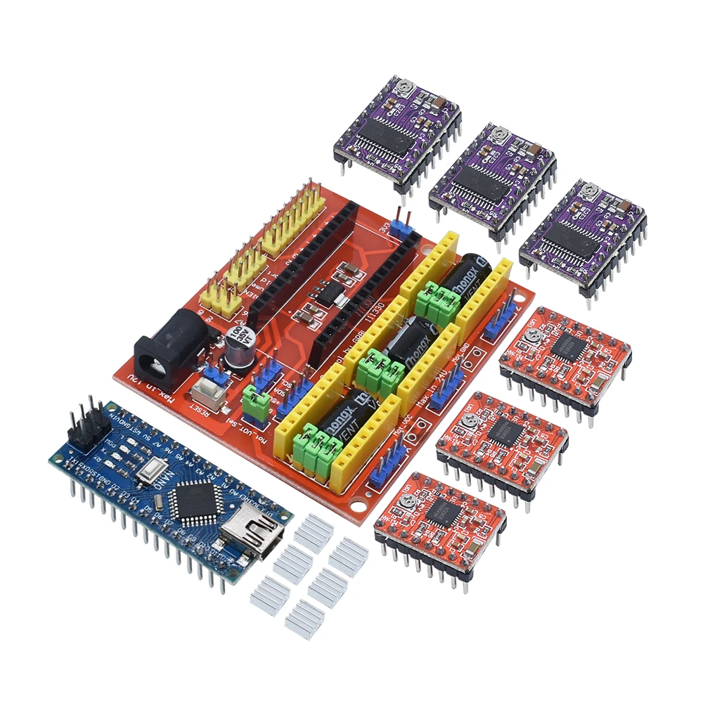 

3D Printer NANO 3.0 CNC Shield V3 V4 Engraving Machine + A4988/DRV8825 Driver Expansion Board UNO R3 with USB Cable