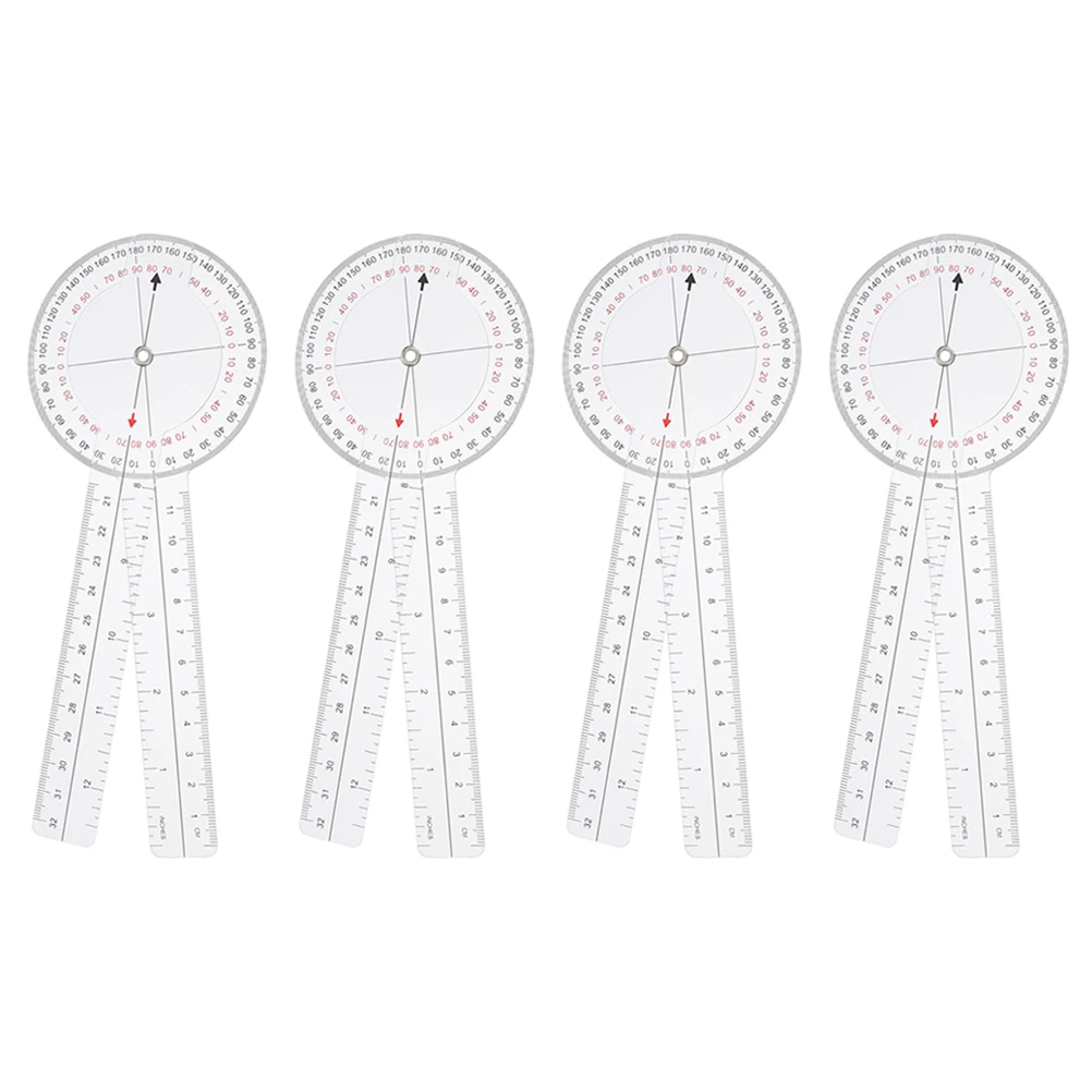 

4pcs Plastic Angle Protractor Ruler Lightweight Goniometer Math Measuring Tool Foldable Clear Scale Easy Carry For Kids