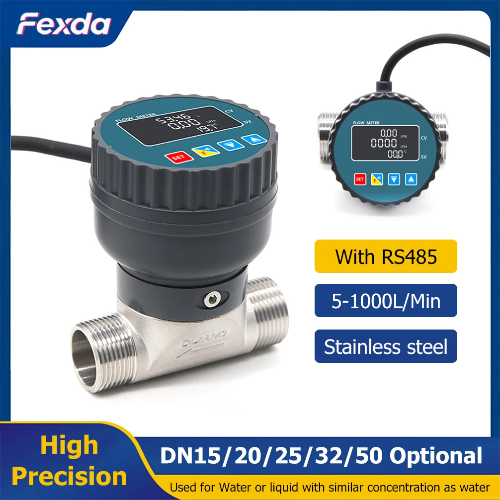 RS485 Stainless Steel Digital Display Flow Meter High Precision Liquid Water Flowmeter Electronic Flow Sensor for Farm Garden