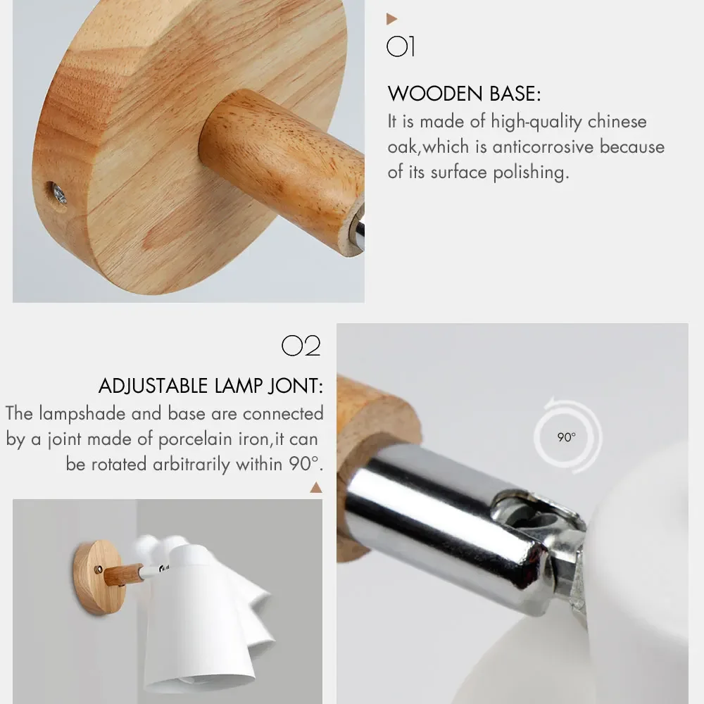 Nordic wooden wall lamp Modern Simple macaron 6 colours E27 bedroom study room bedside lamp indoor lamps and lanterns