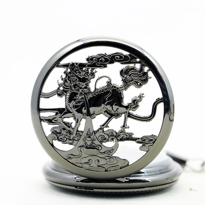 

10pcs/lot Wholesale Vintage Black Charm Mechanical Pocket Watch Retro Hollow Skeleton Hand Wind Fob Watch Montre A Gousset