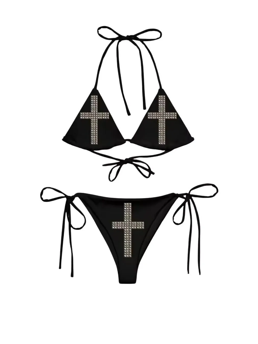 

Summer Fashion Trend Sexy Solid Color Three-point Bikini Sexy Swimsuit Cross Hot Diamond Decoration Bad Baby Sweet Swimsuit
