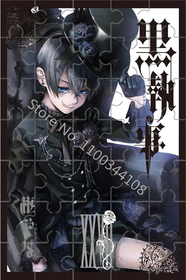 35 Pieces Black Butler Jigsaw Puzzle Kuroshitsuji Wooden Puzzles Sebastian Cartoon Characters Pictures Children Leisure Toys