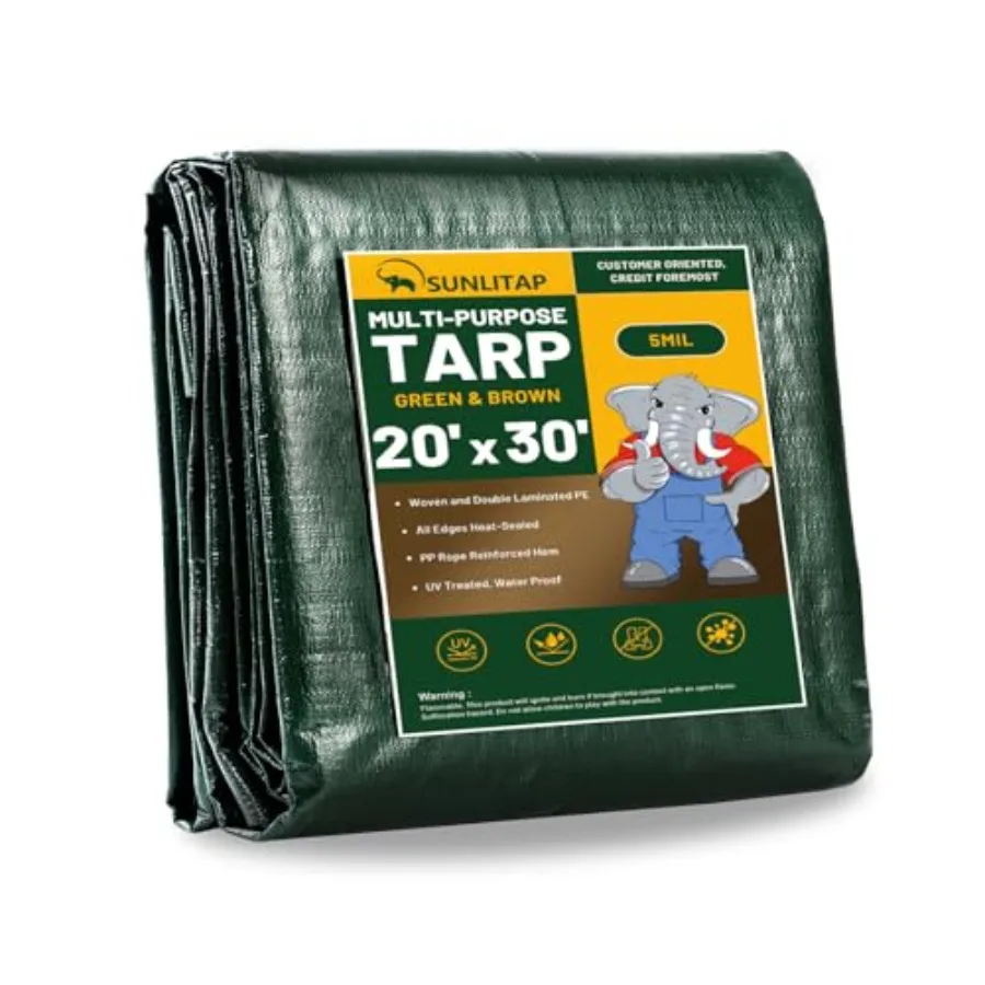 

Tarp Cover 5 MIL Waterproof Poly Tarps, Light Duty Tarpaulin with Grommets, Reinforced Edges, Rip and Tear Proof, Multipurpose