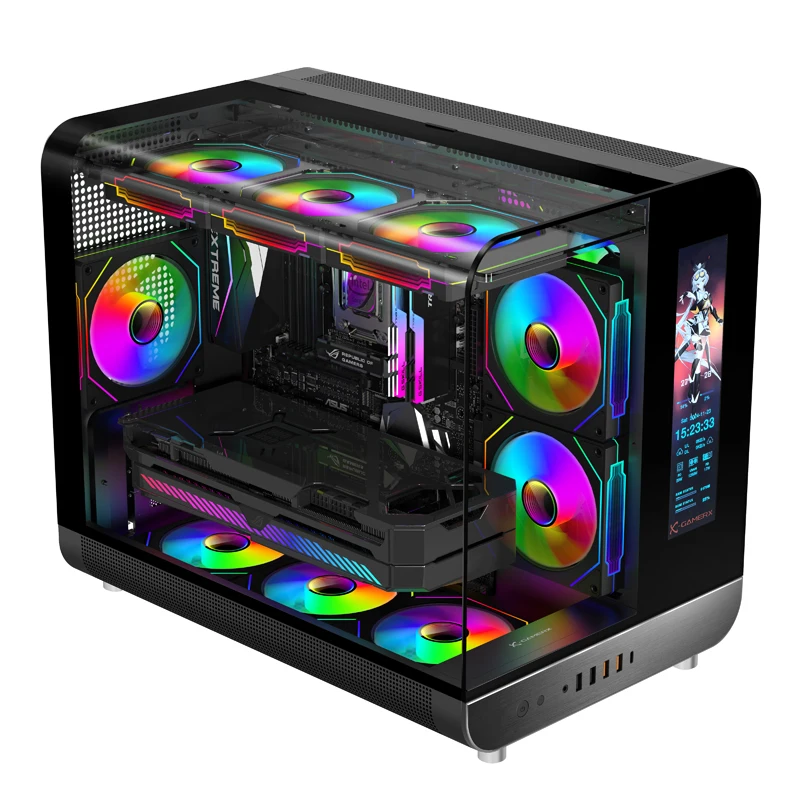 

Hurricane Beast Custom Case For Gaming PC Tempered Glass Mid Tower MATX/ITX Computer Tower Desktop With LCD Temperature Display