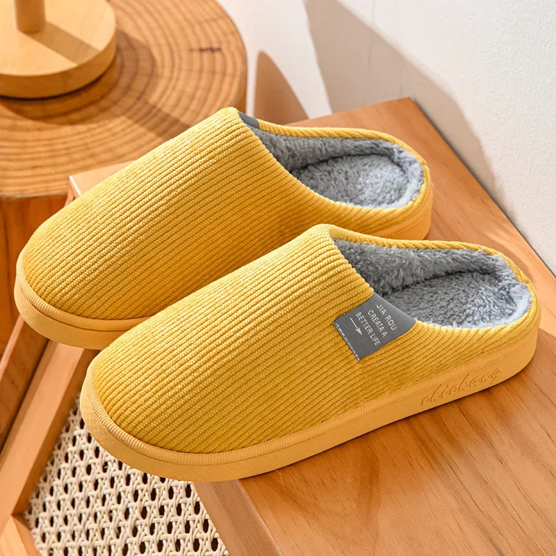 Zapatillas de casa de piel cálida para mujer, chanclas de felpa antideslizantes y cómodas, suela suave de Color sólido, para interior y dormitorio, invierno, 2024