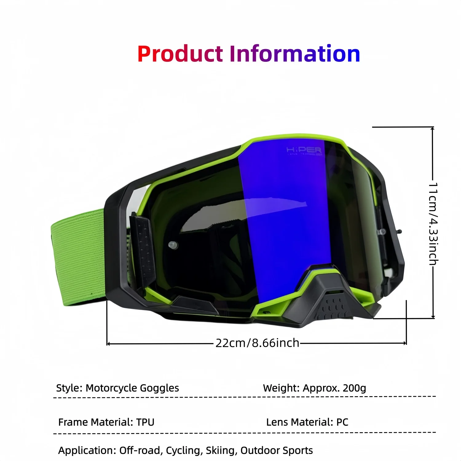High-Quality UV400 HD Motocross Goggles Wind-Dust-Resistant Quick-Release Cycling Skiing Off-Road Sports Goggles