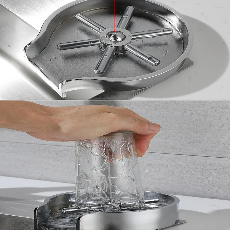 High Pressure Multi-angle Spray Flusher Automatic Faucet Cup Washer Beer Milk Tea Cup Washer Bar Kitchen Sink Accessories